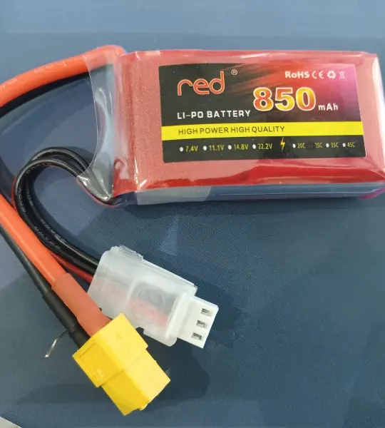 Red 7.4V 850mAh 2S 25C xt60 Plug Lipo Battery