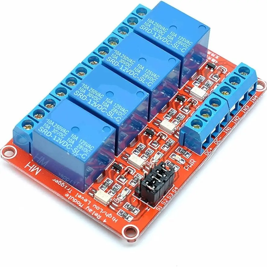 High Level Transistor Trigger 12V 4 Channel High / Low Level Trigger with Optical Isolation Relay Module