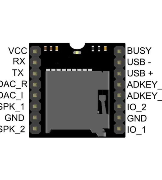 DFPlayer Mini MP3 Player Module MP3 Voice Decode Board Supporting TF Card U-Disk IO/Serial Port/AD MP3-TF-16P for Arduino UNO