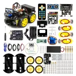 4 wd,Arduino UNO R3, Line Tracking Module,Ultrasonic Sensor, Bluetooth module,Remote kuongshun Smart Robot Car Kit Unassembled