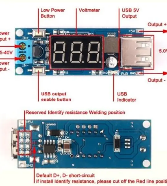 DC 4.5- 40V to 5V 2A USB Charger dc-dc step down Buck converter voltmeter module