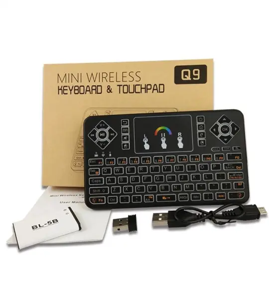 Mini Wireless Keyboard,Q9 Mini Keyboard with Touchpad For Raspberry Pi 4, Android TV