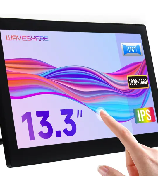 WAVESHARE-13.3inch Capacitive Touch Screen LCD with Case, 1920×1080, HDMI, IPS, Various Systems Support