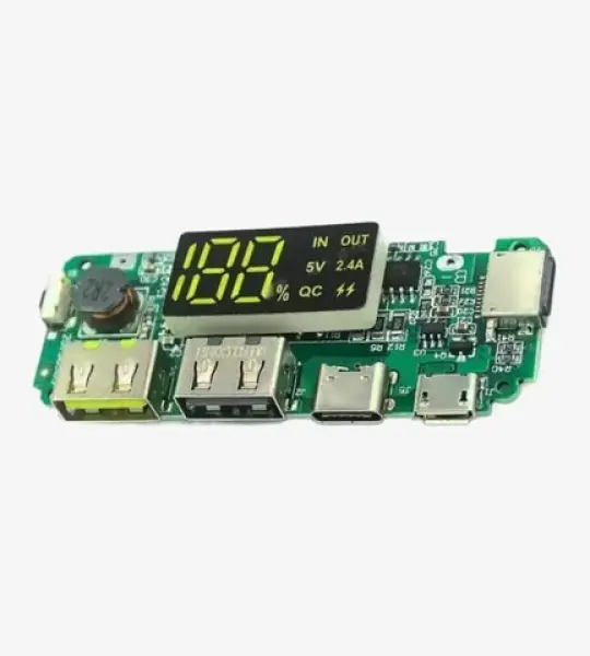 Led Dual Usb 5V 2.4A Type-C/Micro/Lightning Usb Power Bank 18650 Charger Board