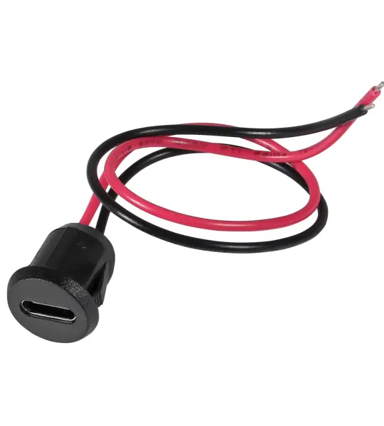 C Type Female 2 Pin USB Connector Socket USB C Plug Jack Female Charging Port (Round Black)
