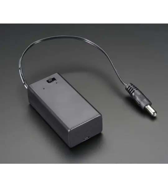 5.5MM male plug case box holder w cover for 9V battery