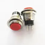 OFF- (ON), Momentary ON, Red head - ds-318 Metal Big Coloured Button - Red