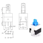 6 Pin ON OFF Switch - Blue (8x8mm)