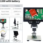 Digital 1200X G1200 Microscope Electronic Video Microscope 7inch LCD 12MP Solder Phone Repair Magnifier Built-in Battery