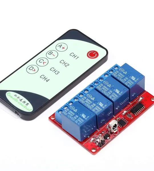 4-way 12V infrared receiving relay driver board + remote control