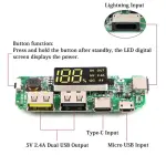 Led Dual Usb 5V 2.4A Type-C/Micro/Lightning Usb Power Bank 18650 Charger Board