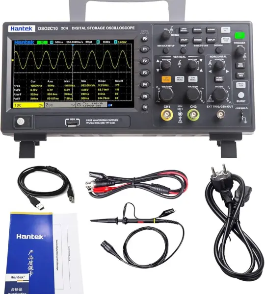 Hantek DSO2C10 Digital Oscilloscope 2CH 1GSa/S Storage Economical Oscilloscope 100MHZ Bandwidth Handheld