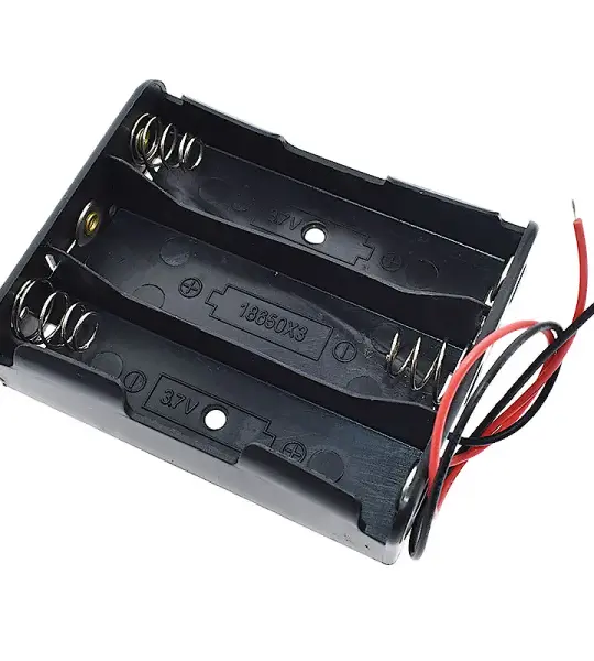 18650 Battery Holder 3 Slots 11.1V Black Battery Holder Case