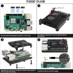 Armor Case with Dual Fan for Raspberry Pi 4 Model B - Black